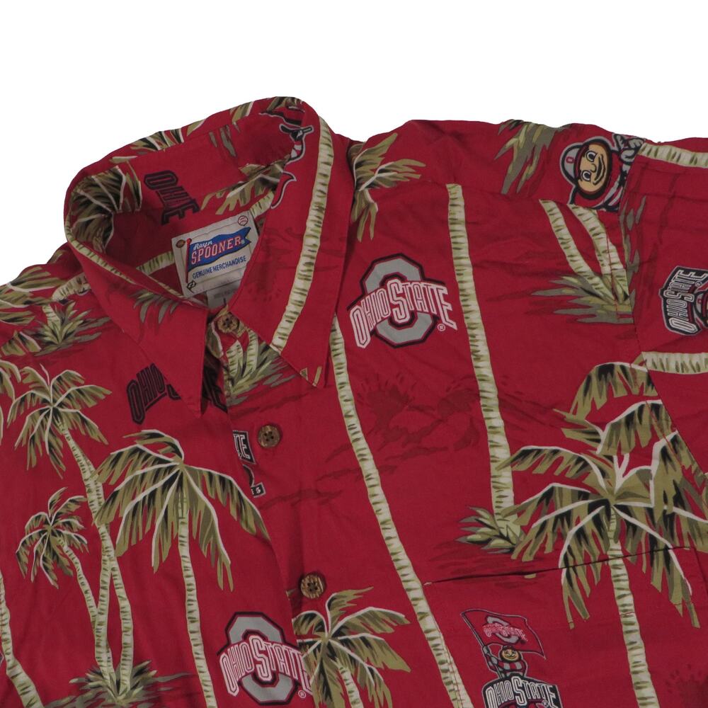 Ohio State Buckeyes Vintage Reyn Sports Hawaiian Button Up Camp Shirt Mens Large